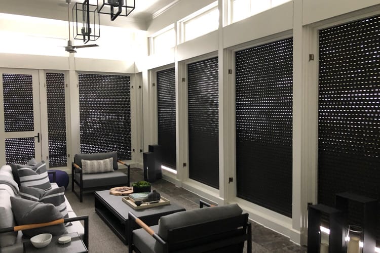 The Storm Shutters can be operated manually with spring assist